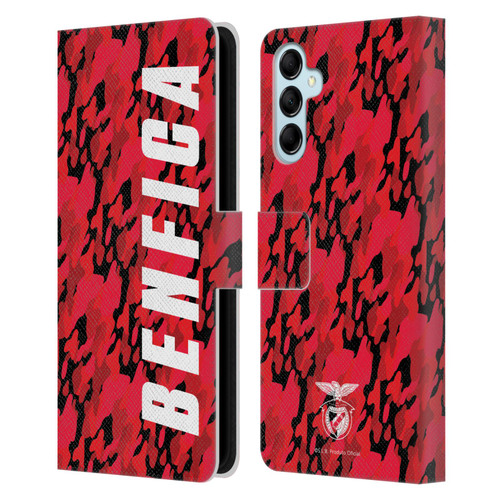 S.L. Benfica 2021/22 Crest Camouflage Leather Book Wallet Case Cover For Samsung Galaxy M14 5G