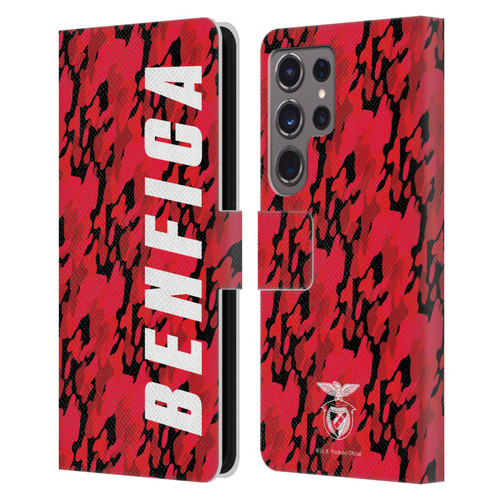 S.L. Benfica 2021/22 Crest Camouflage Leather Book Wallet Case Cover For Samsung Galaxy S24 Ultra 5G