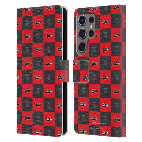 S.L. Benfica 2021/22 Crest Logo Pattern Leather Book Wallet Case Cover For Samsung Galaxy S24 Ultra 5G