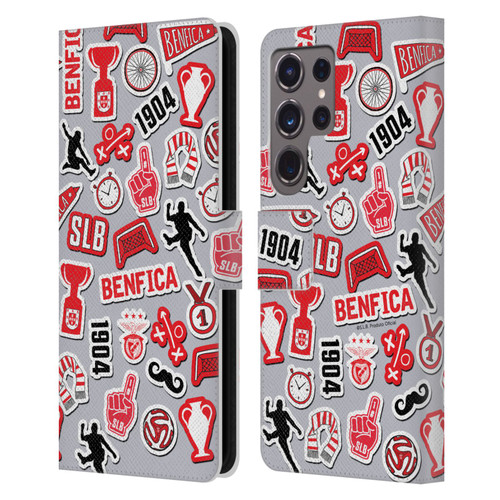 S.L. Benfica 2021/22 Crest Stickers Leather Book Wallet Case Cover For Samsung Galaxy S24 Ultra 5G