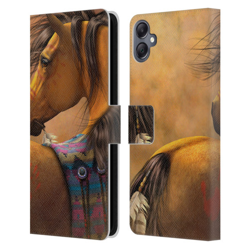 Laurie Prindle Western Stallion Kiowa Gold Leather Book Wallet Case Cover For Samsung Galaxy A05