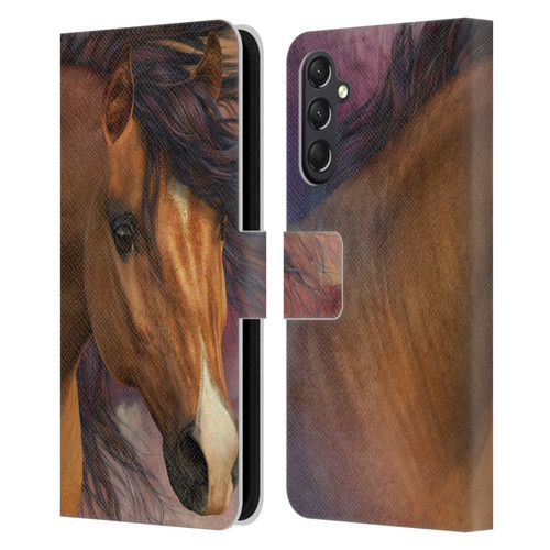 Laurie Prindle Western Stallion Flash Leather Book Wallet Case Cover For Samsung Galaxy A24 4G / M34 5G