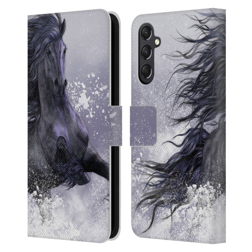 Laurie Prindle Western Stallion Winter Thunder Leather Book Wallet Case Cover For Samsung Galaxy A24 4G / M34 5G