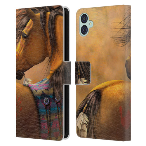 Laurie Prindle Western Stallion Kiowa Gold Leather Book Wallet Case Cover For Samsung Galaxy M04 5G / A04e