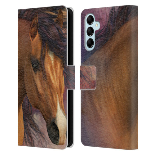 Laurie Prindle Western Stallion Flash Leather Book Wallet Case Cover For Samsung Galaxy M14 5G