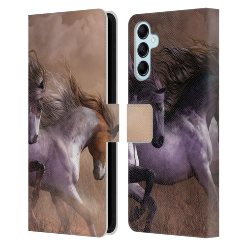Laurie Prindle Western Stallion Run To Freedom Leather Book Wallet Case Cover For Samsung Galaxy M14 5G