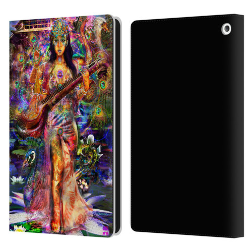 Jumbie Art Gods and Goddesses Saraswatti Leather Book Wallet Case Cover For Amazon Fire HD 8/Fire HD 8 Plus 2020