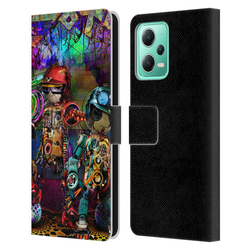 Jumbie Art Visionary Boombox Robots Leather Book Wallet Case Cover For Xiaomi Redmi Note 12 5G