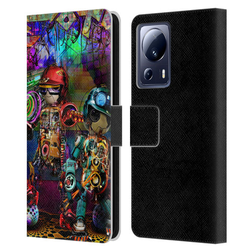 Jumbie Art Visionary Boombox Robots Leather Book Wallet Case Cover For Xiaomi 13 Lite 5G