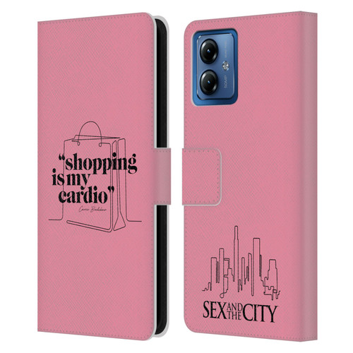 Sex and The City: Television Series Characters Shopping Cardio Carrie Leather Book Wallet Case Cover For Motorola Moto G14