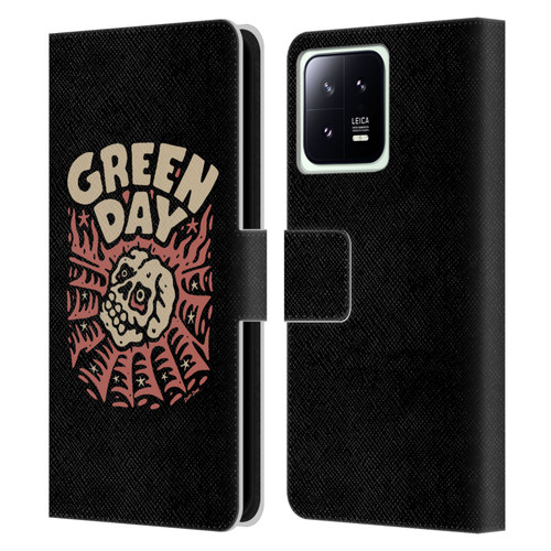 Green Day Graphics Skull Spider Leather Book Wallet Case Cover For Xiaomi 13 5G