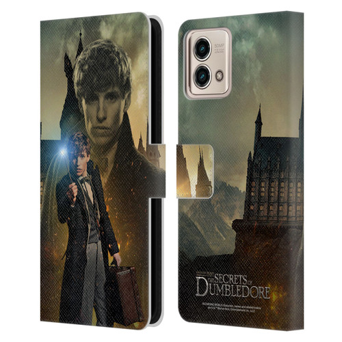 Fantastic Beasts: Secrets of Dumbledore Character Art Newt Scamander Leather Book Wallet Case Cover For Motorola Moto G Stylus 5G 2023