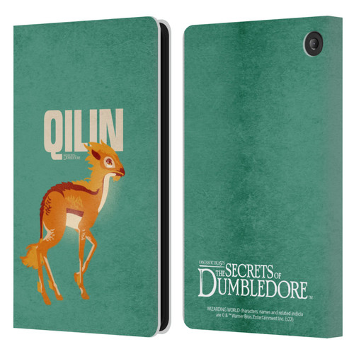 Fantastic Beasts: Secrets of Dumbledore Graphic Badges Qilin Leather Book Wallet Case Cover For Amazon Fire 7 2022