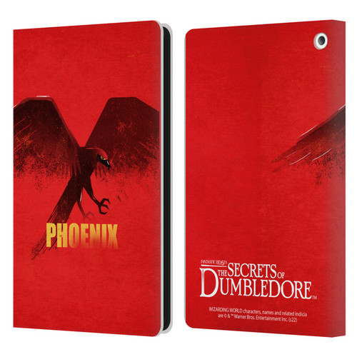 Fantastic Beasts: Secrets of Dumbledore Graphic Badges Phoenix Leather Book Wallet Case Cover For Amazon Fire HD 8/Fire HD 8 Plus 2020