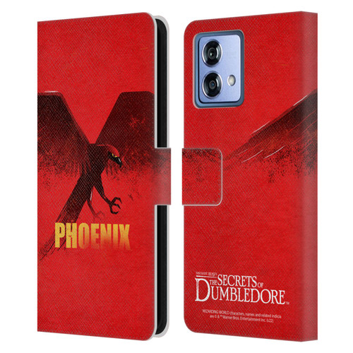 Fantastic Beasts: Secrets of Dumbledore Graphic Badges Phoenix Leather Book Wallet Case Cover For Motorola Moto G84 5G