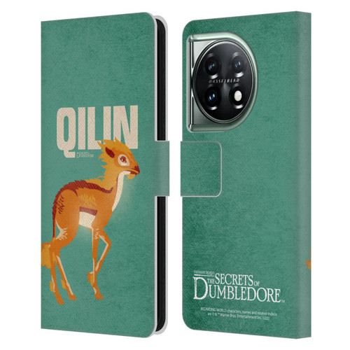Fantastic Beasts: Secrets of Dumbledore Graphic Badges Qilin Leather Book Wallet Case Cover For OnePlus 11 5G