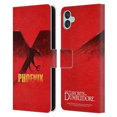 Fantastic Beasts: Secrets of Dumbledore Graphic Badges Phoenix Leather Book Wallet Case Cover For Samsung Galaxy M04 5G / A04e