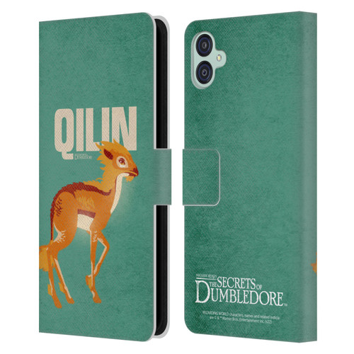 Fantastic Beasts: Secrets of Dumbledore Graphic Badges Qilin Leather Book Wallet Case Cover For Samsung Galaxy M04 5G / A04e