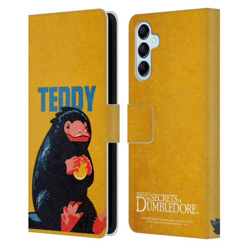 Fantastic Beasts: Secrets of Dumbledore Graphic Badges Teddy Leather Book Wallet Case Cover For Samsung Galaxy M14 5G