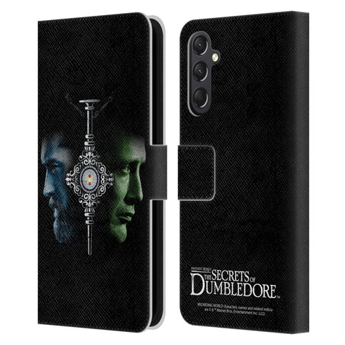 Fantastic Beasts: Secrets of Dumbledore Graphic Core Dumbledore And Grindelwald Leather Book Wallet Case Cover For Samsung Galaxy A24 4G / M34 5G