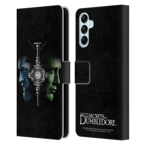 Fantastic Beasts: Secrets of Dumbledore Graphic Core Dumbledore And Grindelwald Leather Book Wallet Case Cover For Samsung Galaxy M14 5G