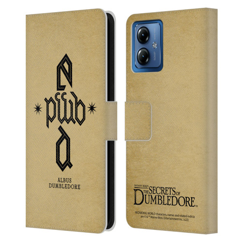 Fantastic Beasts: Secrets of Dumbledore Graphics Dumbledore's Monogram Leather Book Wallet Case Cover For Motorola Moto G14