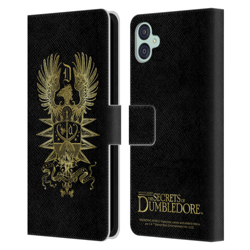 Fantastic Beasts: Secrets of Dumbledore Graphics Dumbledore's Crest Leather Book Wallet Case Cover For Samsung Galaxy M04 5G / A04e