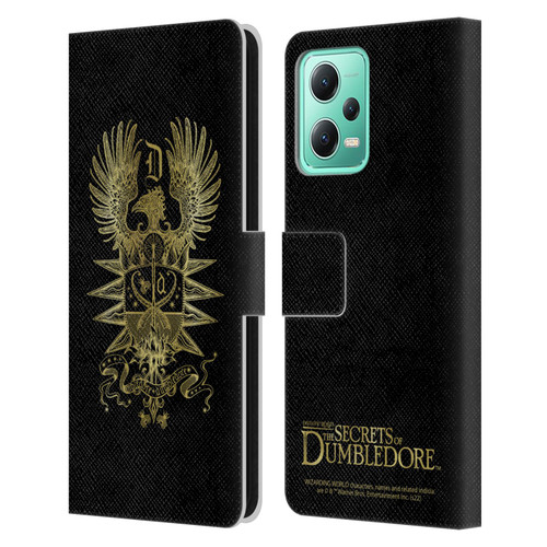 Fantastic Beasts: Secrets of Dumbledore Graphics Dumbledore's Crest Leather Book Wallet Case Cover For Xiaomi Redmi Note 12 5G