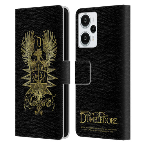 Fantastic Beasts: Secrets of Dumbledore Graphics Dumbledore's Crest Leather Book Wallet Case Cover For Xiaomi Redmi Note 12T