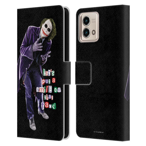 The Dark Knight Graphics Joker Put A Smile Leather Book Wallet Case Cover For Motorola Moto G Stylus 5G 2023