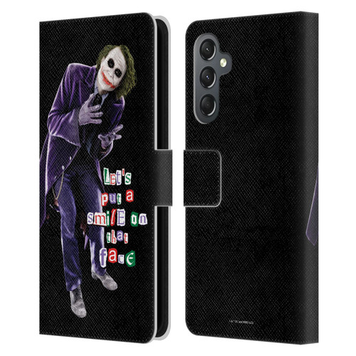 The Dark Knight Graphics Joker Put A Smile Leather Book Wallet Case Cover For Samsung Galaxy A25 5G