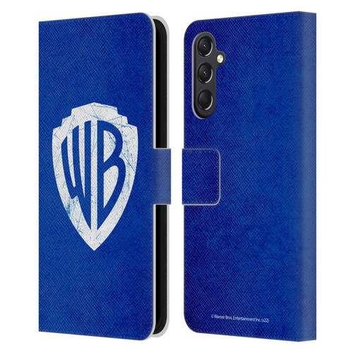 Warner Bros. Shield Logo Distressed Leather Book Wallet Case Cover For Samsung Galaxy A24 4G / M34 5G