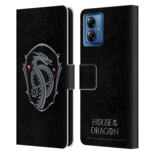 House Of The Dragon: Television Series Graphics Dragon Badge Leather Book Wallet Case Cover For Motorola Moto G14