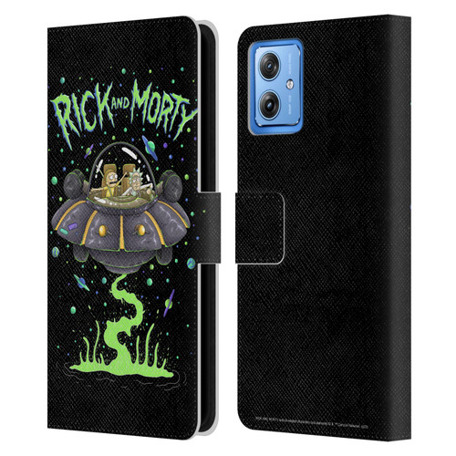 Rick And Morty Season 1 & 2 Graphics The Space Cruiser Leather Book Wallet Case Cover For Motorola Moto G54 5G