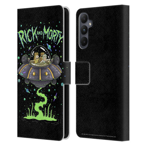 Rick And Morty Season 1 & 2 Graphics The Space Cruiser Leather Book Wallet Case Cover For Samsung Galaxy A05s