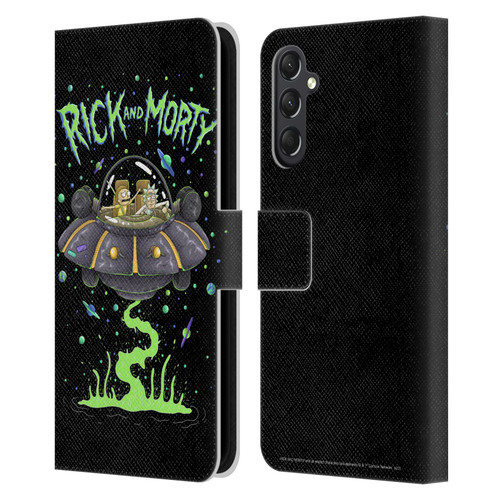 Rick And Morty Season 1 & 2 Graphics The Space Cruiser Leather Book Wallet Case Cover For Samsung Galaxy A24 4G / M34 5G