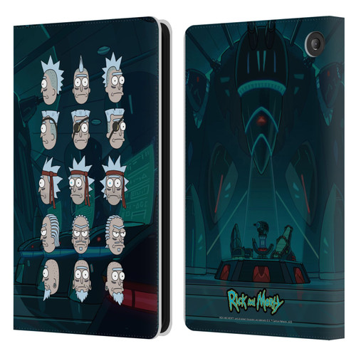 Rick And Morty Season 3 Character Art Seal Team Ricks Leather Book Wallet Case Cover For Amazon Fire 7 2022