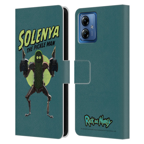 Rick And Morty Season 3 Character Art Pickle Rick Leather Book Wallet Case Cover For Motorola Moto G14