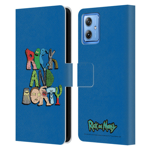 Rick And Morty Season 3 Character Art Typography Leather Book Wallet Case Cover For Motorola Moto G54 5G