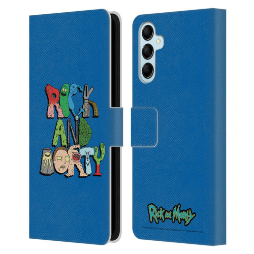 Rick And Morty Season 3 Character Art Typography Leather Book Wallet Case Cover For Samsung Galaxy M14 5G