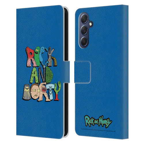 Rick And Morty Season 3 Character Art Typography Leather Book Wallet Case Cover For Samsung Galaxy M54 5G