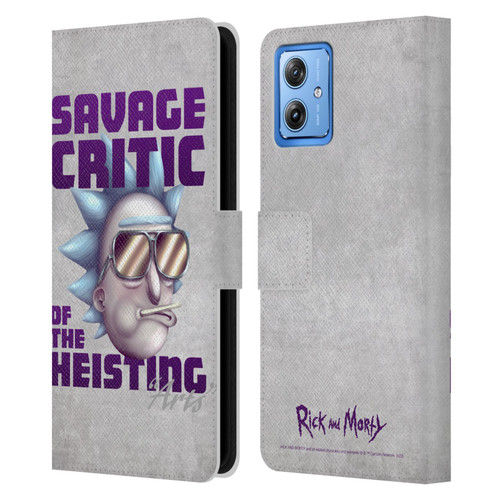 Rick And Morty Season 4 Graphics Savage Critic Leather Book Wallet Case Cover For Motorola Moto G54 5G