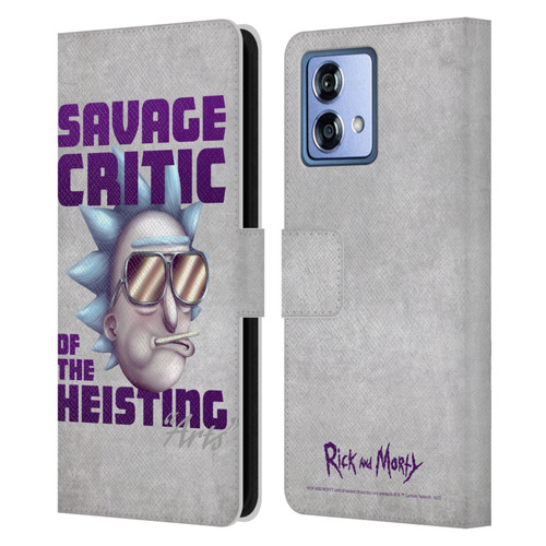 Rick And Morty Season 4 Graphics Savage Critic Leather Book Wallet Case Cover For Motorola Moto G84 5G