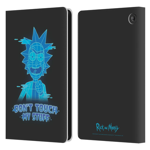 Rick And Morty Season 5 Graphics Don't Touch My Stuff Leather Book Wallet Case Cover For Amazon Fire 7 2022