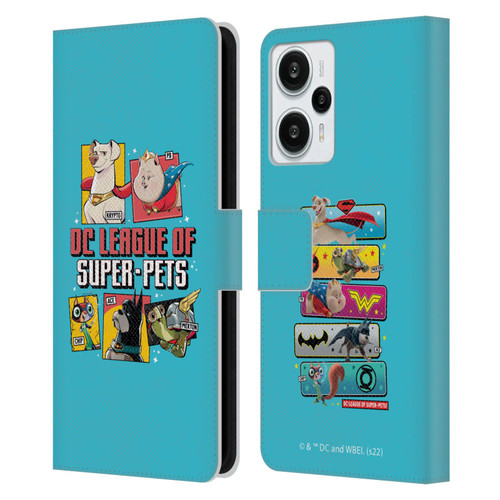 DC League Of Super Pets Graphics Characters 2 Leather Book Wallet Case Cover For Xiaomi Redmi Note 12T