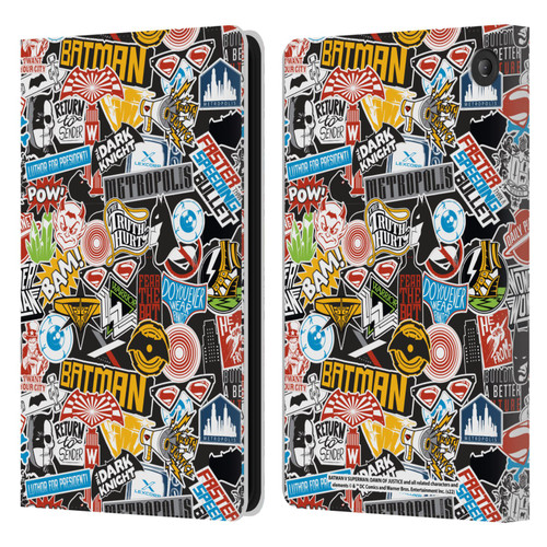 Batman V Superman: Dawn of Justice Graphics Sticker Collage Leather Book Wallet Case Cover For Amazon Fire 7 2022
