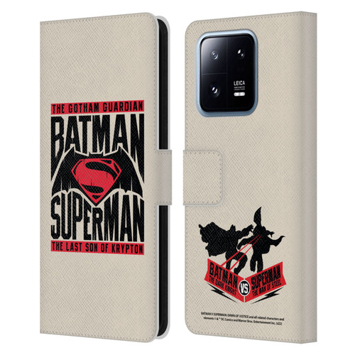 Batman V Superman: Dawn of Justice Graphics Typography Leather Book Wallet Case Cover For Xiaomi 13 Pro 5G