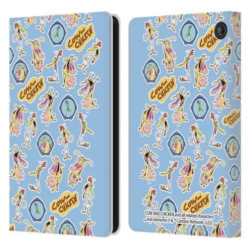 Cow and Chicken Graphics Pattern Leather Book Wallet Case Cover For Amazon Fire 7 2022