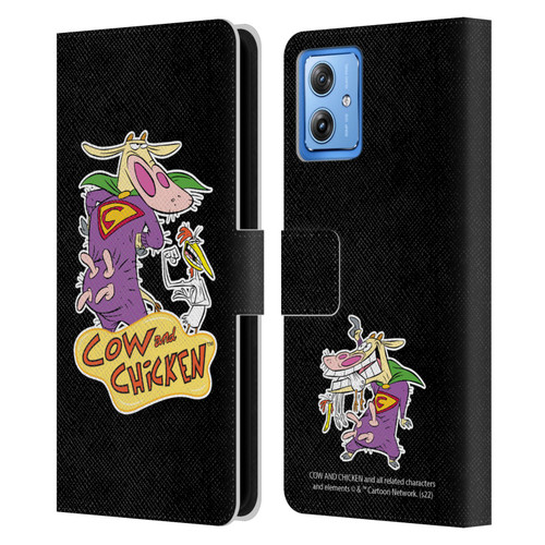 Cow and Chicken Graphics Super Cow Leather Book Wallet Case Cover For Motorola Moto G54 5G