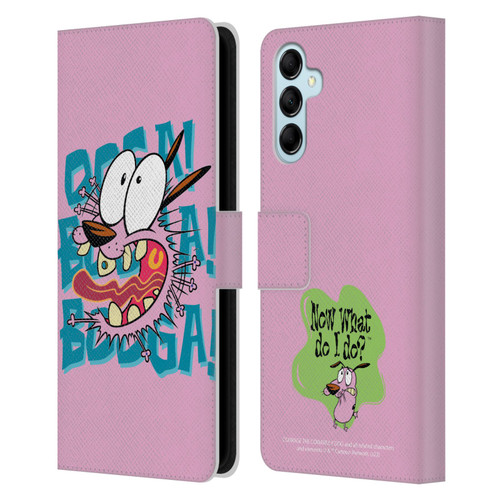 Courage The Cowardly Dog Graphics Spooked Leather Book Wallet Case Cover For Samsung Galaxy M14 5G